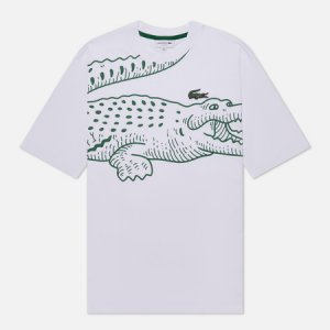 Мужская футболка Loose Fit Crocodile Print Crew Neck Lacoste. Цвет: белый