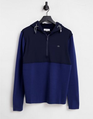 Синий трикотажный худи с молнией длиной 1/4 Yosemite-Голубой Calvin Klein Golf