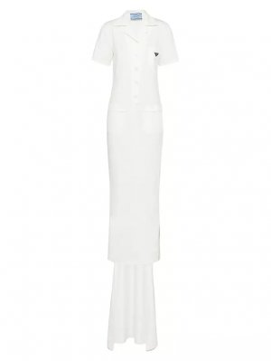 Длинное платье из габардина , белый Prada