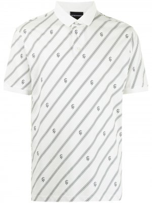 Рубашка поло с короткими рукавами и монограммой Emporio Armani. Цвет: белый