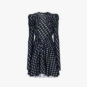 Мини-платье из эластичной ткани со сборками и круглым вырезом Philosophy Di Lorenzo Serafini, черный Serafini