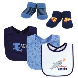Подарочный набор нагрудники + носочки Акула Hudson Baby. Цвет: синий