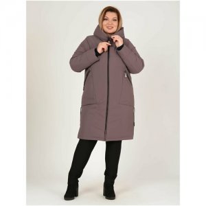 Пальто женское кармельстиль зимнее с капюшоном большие размеры Karmel Style. Цвет: синий