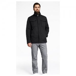 Куртка мужская, демисезонная, утепленная, верхняя одежда на осень весну, классическая, цвет черный IGOR PLAXA. Цвет: черный