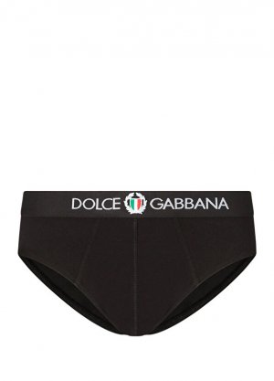 Черные слипоны с логотипом на талии Dolce&Gabbana