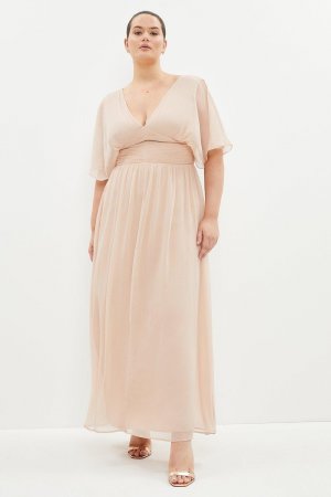 Шифоновое платье макси с рукавами ангела больших размеров , розовый Coast