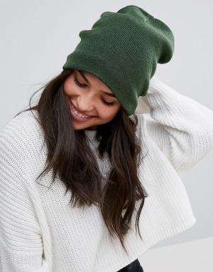 Зеленая шапка с флисовой подкладкой Plush. Цвет: зеленый