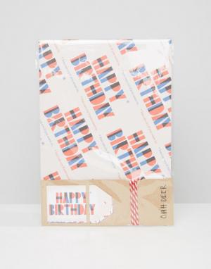 Подарочная упаковочная бумага с принтом Happy Birthday Ohh Deer. Цвет: мульти