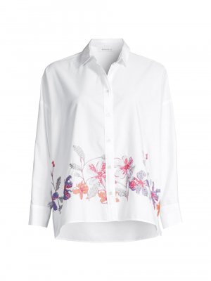 Хлопковая рубашка с цветочной вышивкой , белый ROSSO35
