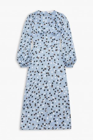 Атласное жаккардовое платье миди Elisa с вырезами в горошек RACIL, синий Racil