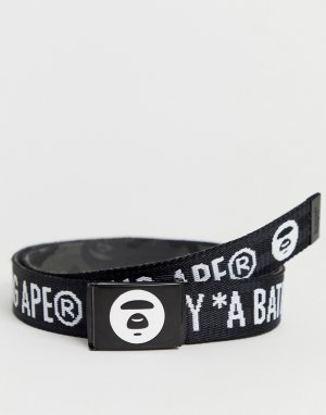 Черный двусторонний ремень с логотипом AAPE By A Bathing Ape 48. Цвет: черный