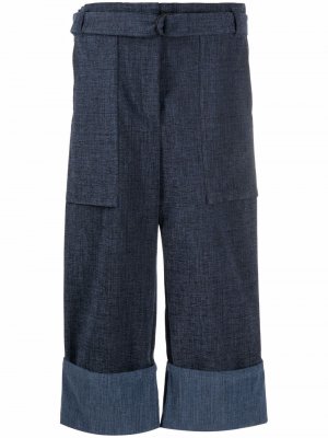 Широкие брюки с завышенной талией Odeeh. Цвет: синий