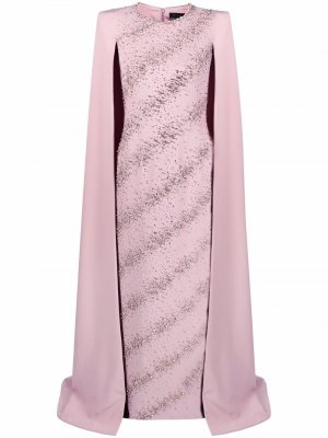Декорированное платье макси с кейпом Jenny Packham. Цвет: розовый
