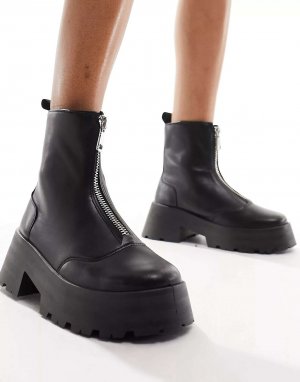 Черные массивные ботинки челси с молнией спереди Schuh Arnold