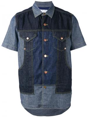 Джинсовая рубашка с панельным дизайном Ganryu Comme Des Garcons. Цвет: синий