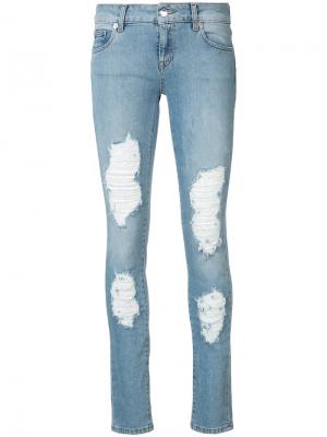 Узкие джинсы Dixie с эффектом потертости Marcelo Burlon County Of Milan. Цвет: синий