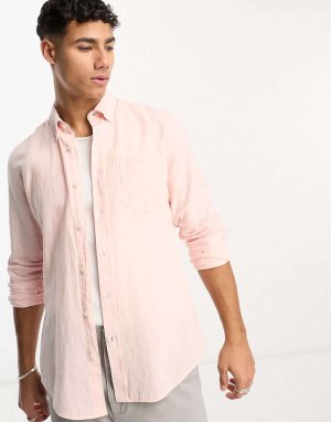 Розовая льняная рубашка с длинными рукавами Ben Sherman