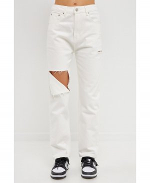 Женские рваные джинсы с высокой талией , белый Grey Lab
