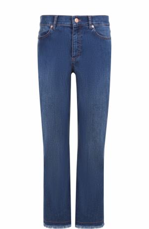 Укороченные расклешенные джинсы с бахромой Escada Sport. Цвет: синий