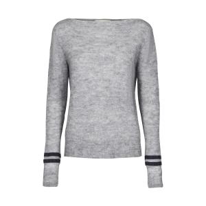 Пуловер с круглым вырезом из тонкого трикотажа AND LESS. Цвет: серый меланж