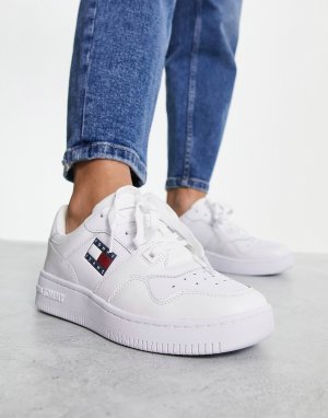 Белые кожаные кроссовки с корзиной и логотипом в стиле ретро Tommy Jeans by Hilfiger