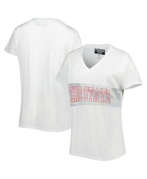 Женская белая футболка с арктическим камуфляжем Ohio State Buckeyes большого размера v-образным вырезом Profile