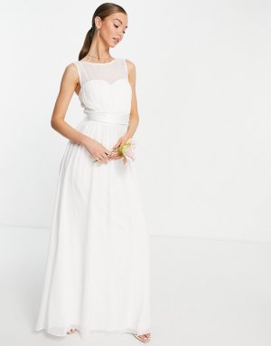 Фактурное свадебное платье макси белого цвета -Белый Little Mistress