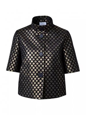 Жаккардовая куртка с короткими рукавами металлик в горошек , цвет black gold Akris Punto