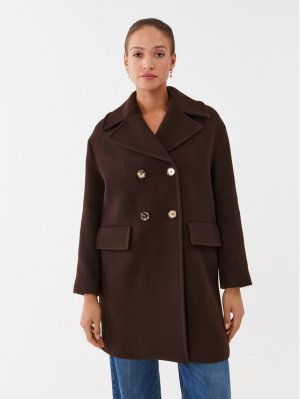Шерстяное пальто обычного кроя, коричневый Pinko