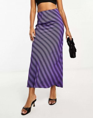 Гламурная юбка-комбинация миди с фиолетовым оптическим принтом Glamorous