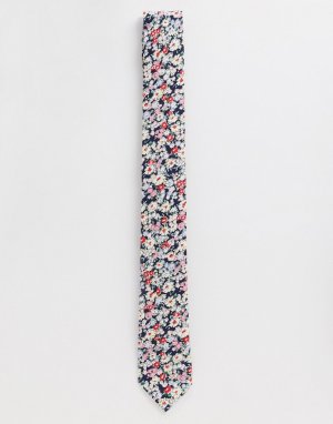 Набор из галстука и булавки на лацкан пиджака с цветком -Темно-синий Ben Sherman