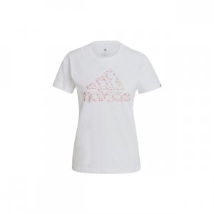 Floral Logo Graphic Tee Women Tops White GL1031 Adidas
