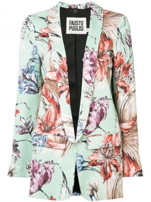 Пиджак с цветочным принтом Fausto Puglisi. Цвет: синий