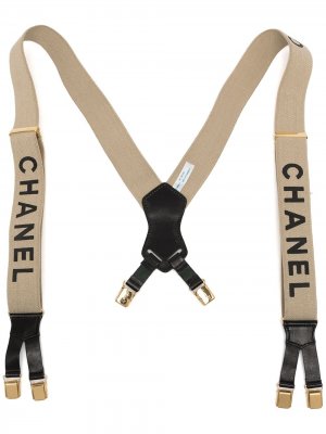 Подтяжки 1997-го года с логотипом Chanel Pre-Owned. Цвет: черный