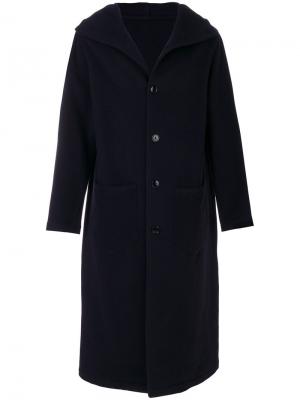 Длинное пальто с капюшоном Mp Massimo Piombo. Цвет: синий