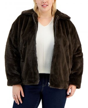 Модное подростковое пальто больших размеров из искусственного меха, коричневый Jou