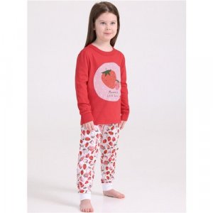 Пижама , размер 56-110, розовый, белый Апрель. Цвет: красный/розовый/белый
