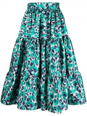 Расклешенная юбка с леопардовым принтом Gianluca Capannolo. Цвет: зеленый