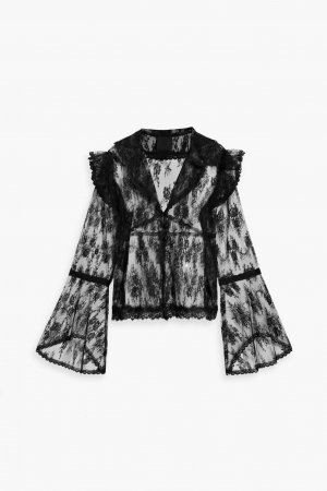 Кружевная блузка с оборками , черный Anna Sui