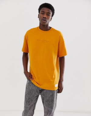 Желтая футболка с вышивкой на груди Fairplay Lansky-Оранжевый