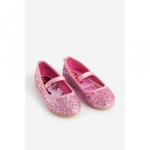 Туфли на плоской подошве с блестками HM, розовые Барби H&M