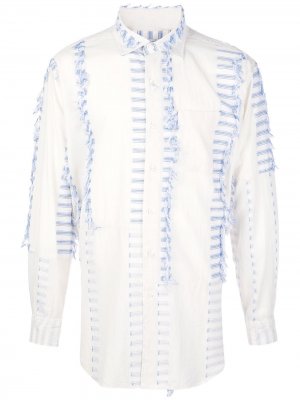 Полосатая рубашка с бахромой Engineered Garments. Цвет: белый
