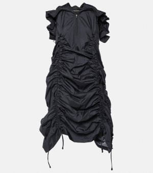 Платье миди из рипстопа со сборками , черный Junya Watanabe