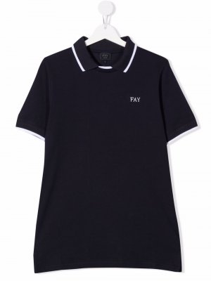 TEEN embroidered-logo short-sleeved polo shirt Fay Kids. Цвет: синий