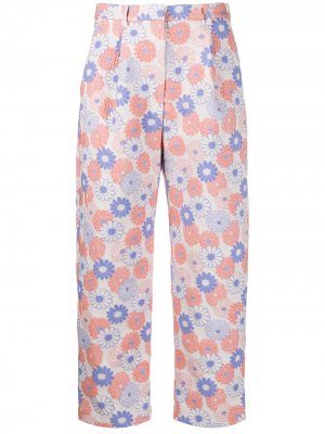 Укороченные брюки с цветочной вышивкой Kenzo. Цвет: розовый