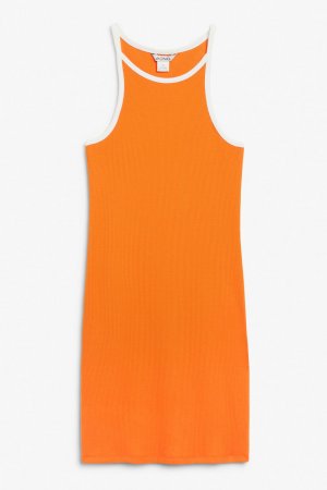 Обтягивающее платье-майка в рубчик, оранжевый Monki