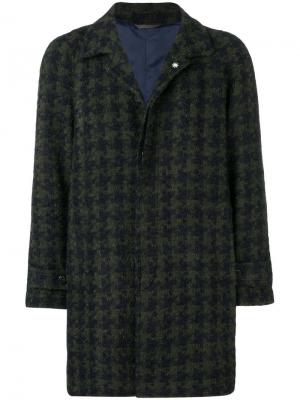 Однобортное пальто в ломаную клетку Manuel Ritz. Цвет: зеленый