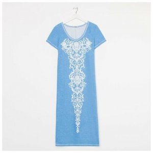 Платье домашнее женское, джинс, р-р 52 Натали. Цвет: голубой