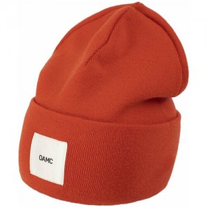 Шерстяная шапка с патчем One Size OAMC. Цвет: оранжевый
