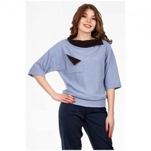 Блуза SettyS Collection, повседневный стиль, трикотажная, размер 50, голубой Setty'S Collection. Цвет: голубой